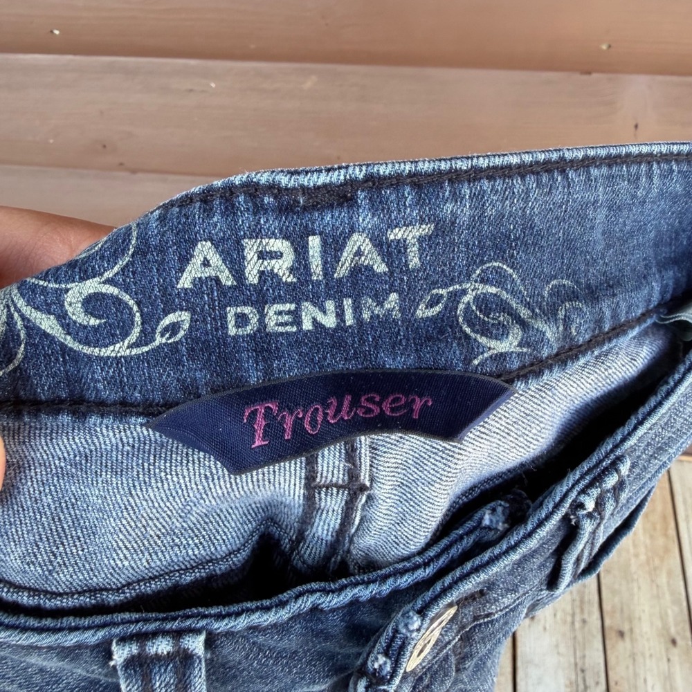 Ariat Denim Trouser Jeans Women's 26L Flare Wide Leg Double Button Western Boho - Picture 5 of 6